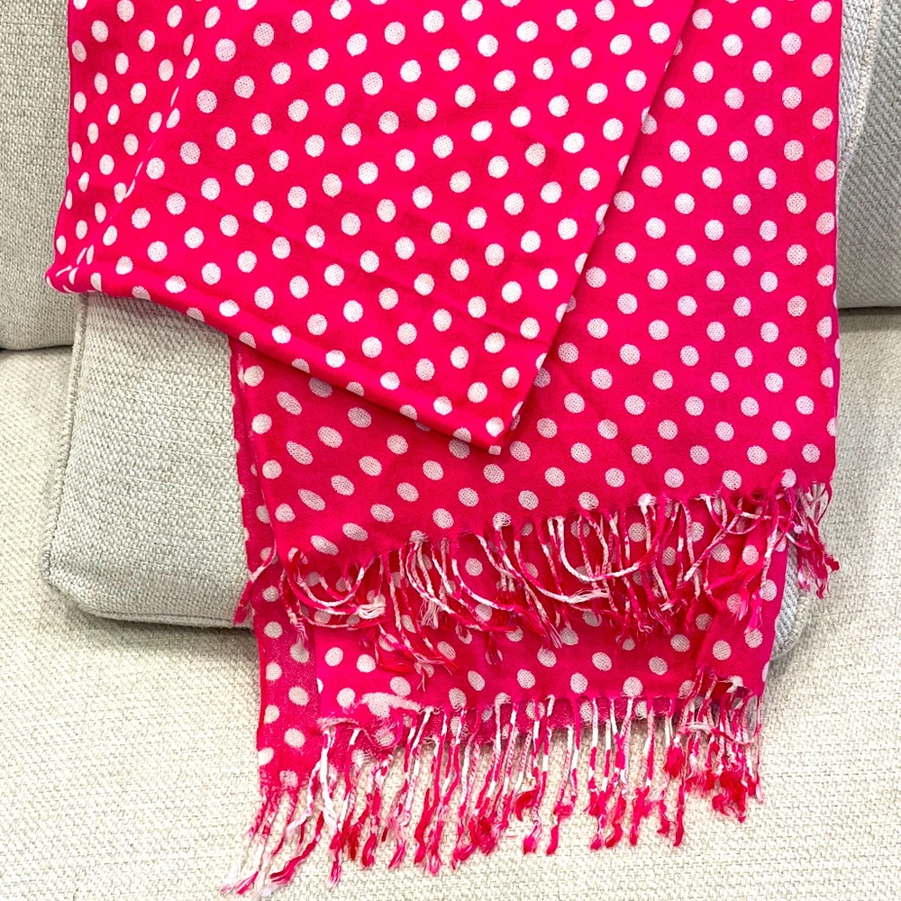 Pink and White Polka Dot Scarf